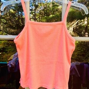 Old navy girls 10-12 cropped ribbed orange spaghetti strap tank top shirt